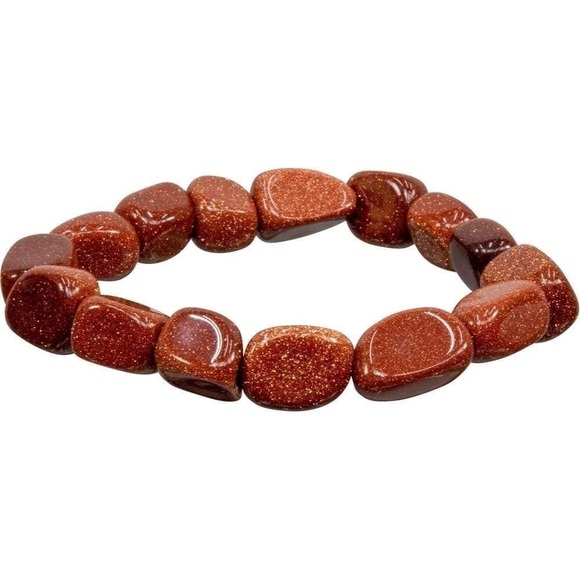 Red Goldstone Polished Stone Stretch Bracelet - Picture 1 of 6